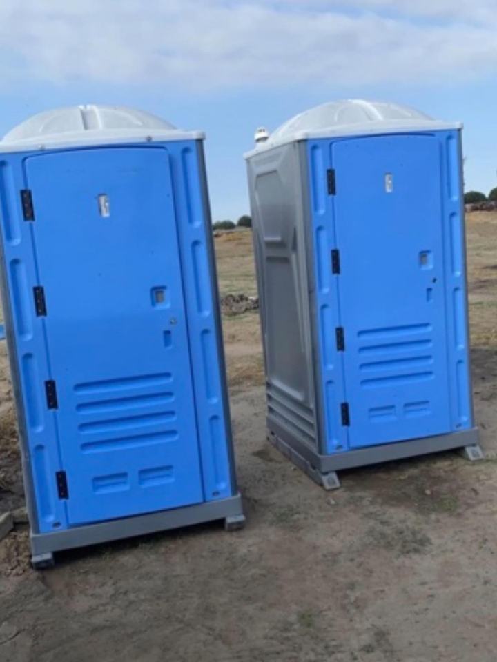 Porta potties on a construction lot